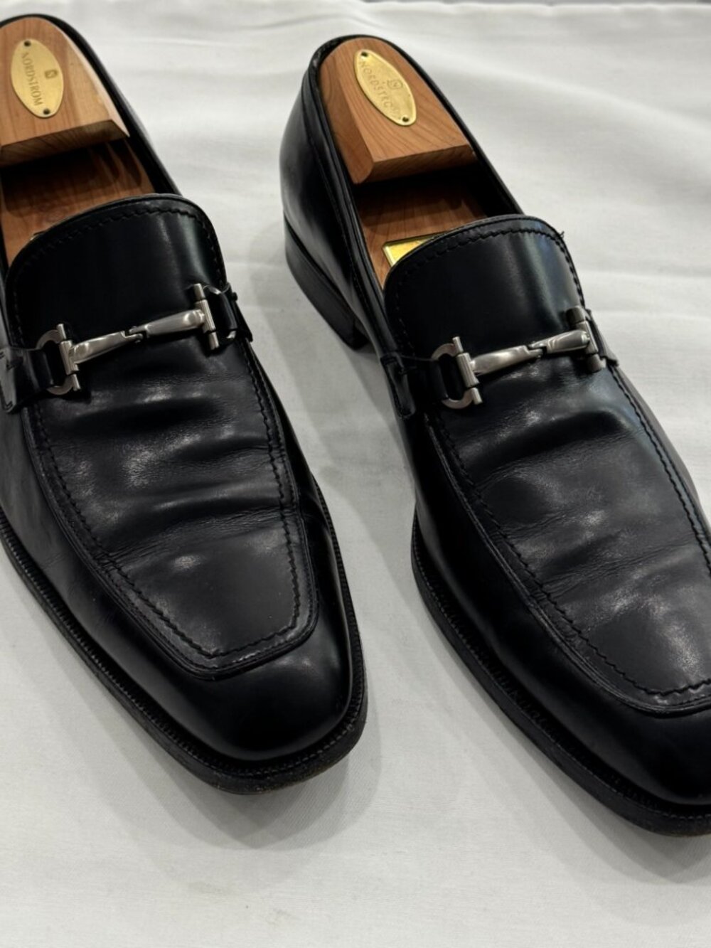 Salvatore Ferragamo Gancini Black Leather Loafers